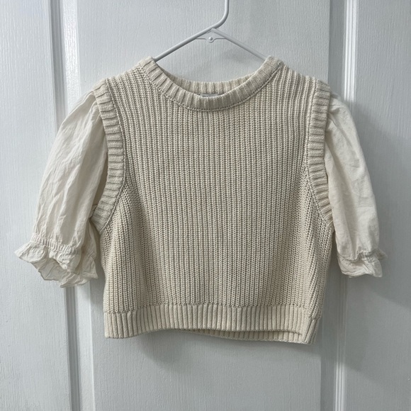 Zara Womens Knit Crochet Crop Top Blouse (Size L) - Picture 4 of 10